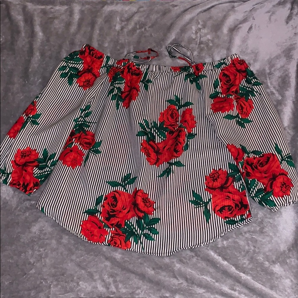 red roses with stripes shirt